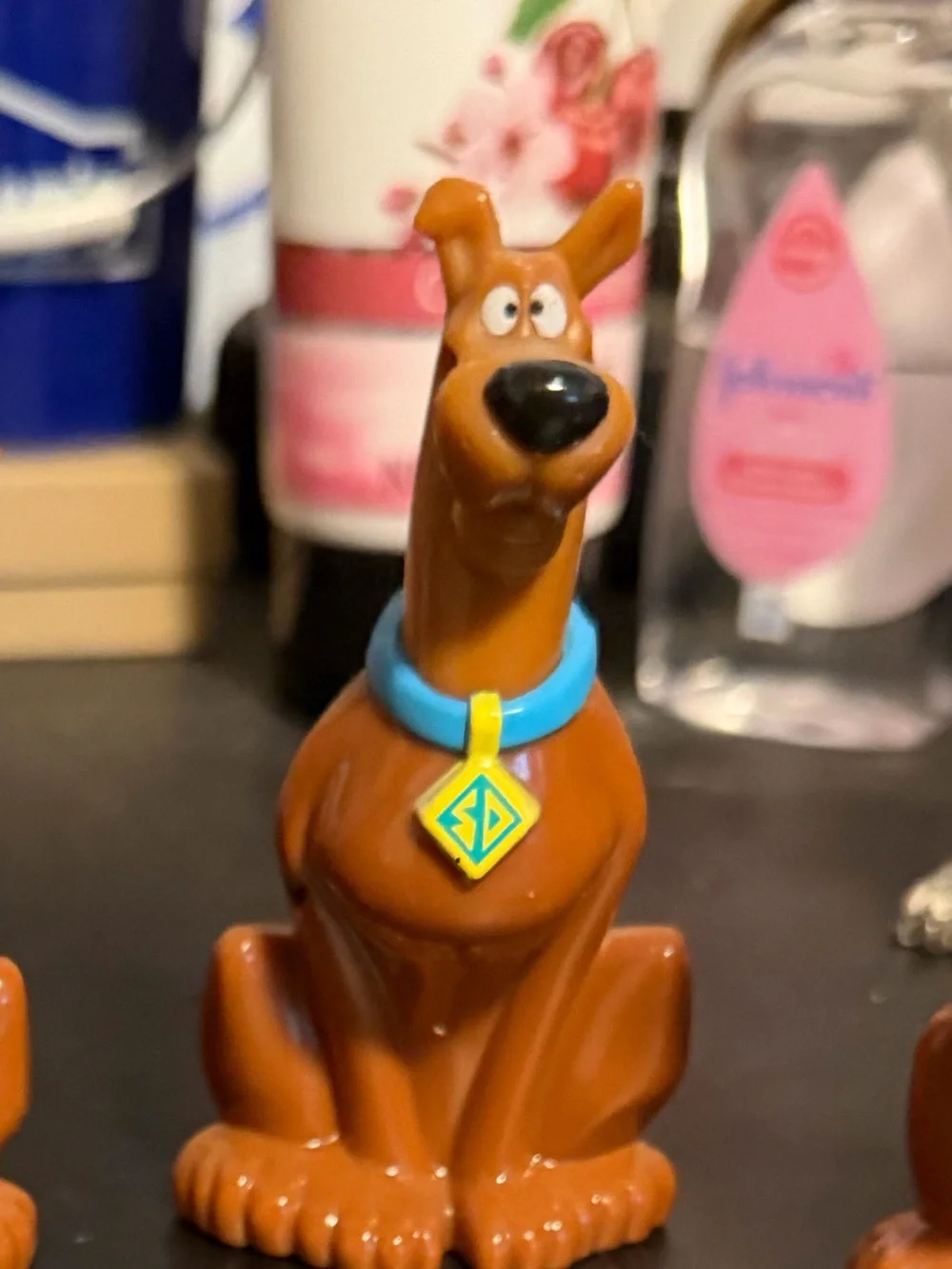 Brown Scooby-Doo Style Dog Figure Toy with Blue Collar